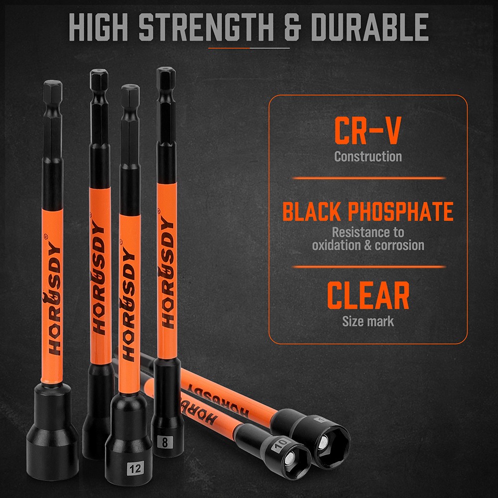 18PC Extra Long Magnetic Nut Driver Set Impact Dril 1/4″ Quick-Change Hex Shank