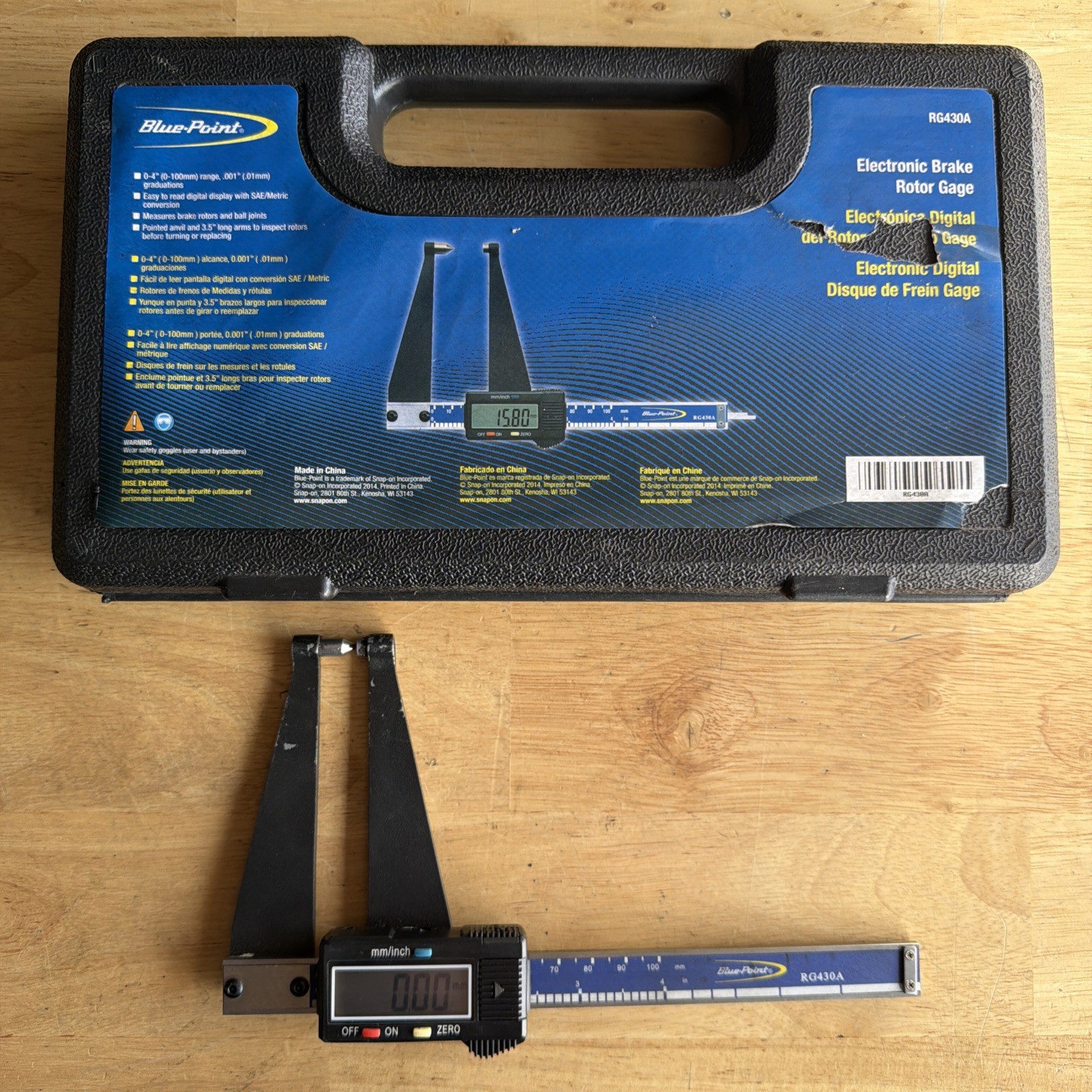 Blue Point Tools Electronic Digital Brake Rotor Gauge Caliper W/ Case RG430A
