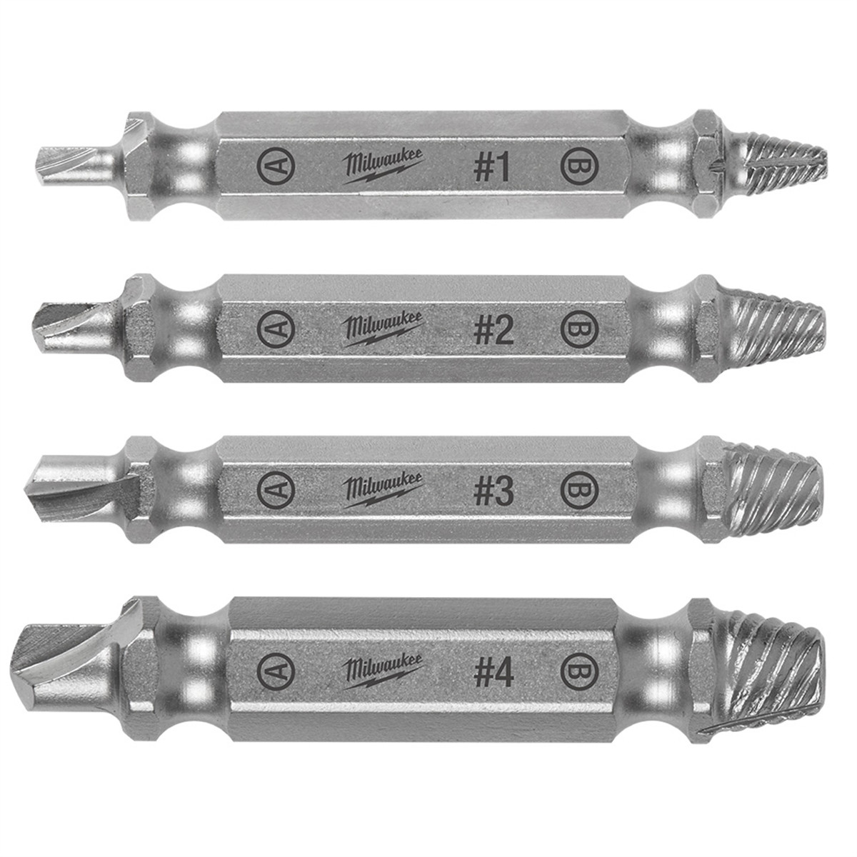 M2 Steel Screw Extractor Set 4PC Milwaukee Tool 49-57-9001