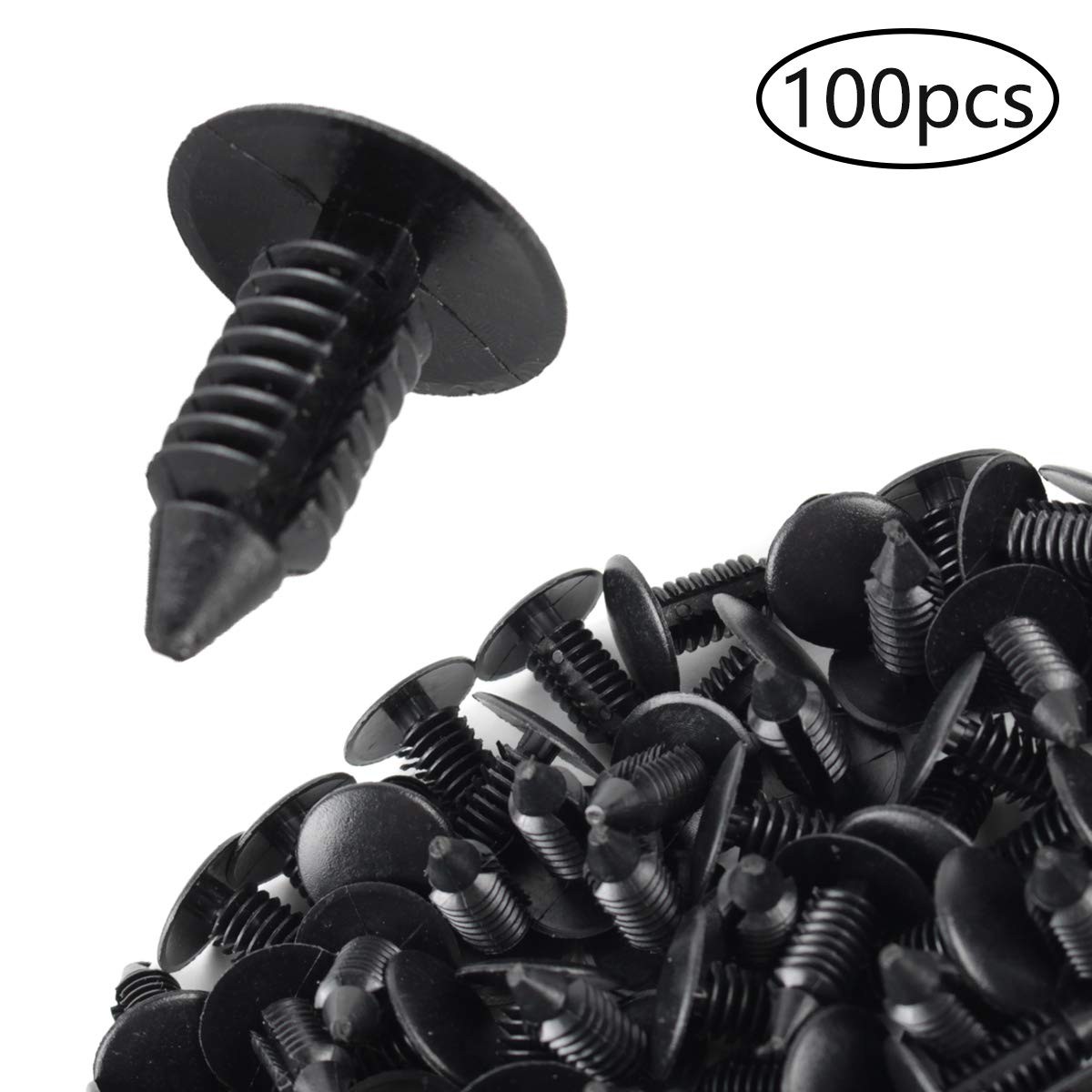 AUTOKAY 100Pcs 8mm Bumper Clips Auto Car Hole x 20mm x 22mm, black