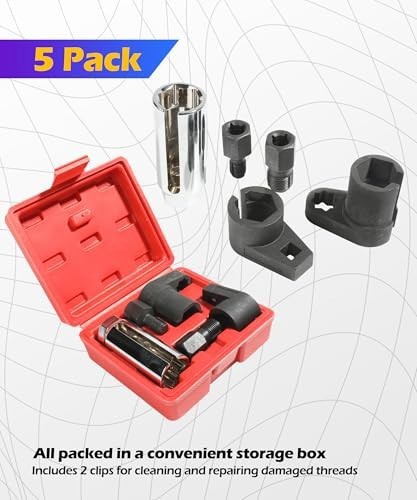 5Pcs Oxygen Sensor Socket Vacuum Wrench O2 M12 M18 Tool Renew Thread Chaser Set