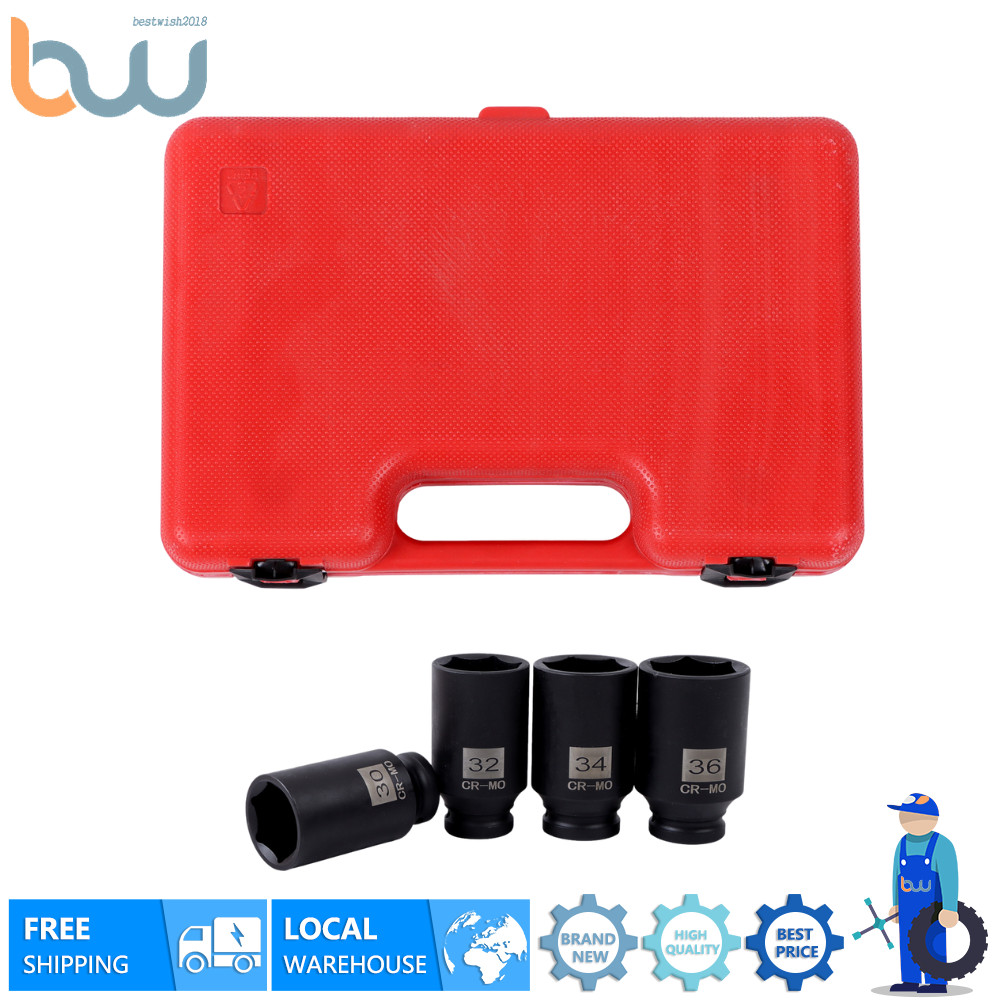 12 point 1/2″ Drive Deep Spindle Axle Nut Socket Set MM 30mm 32mm 34mm 36mm