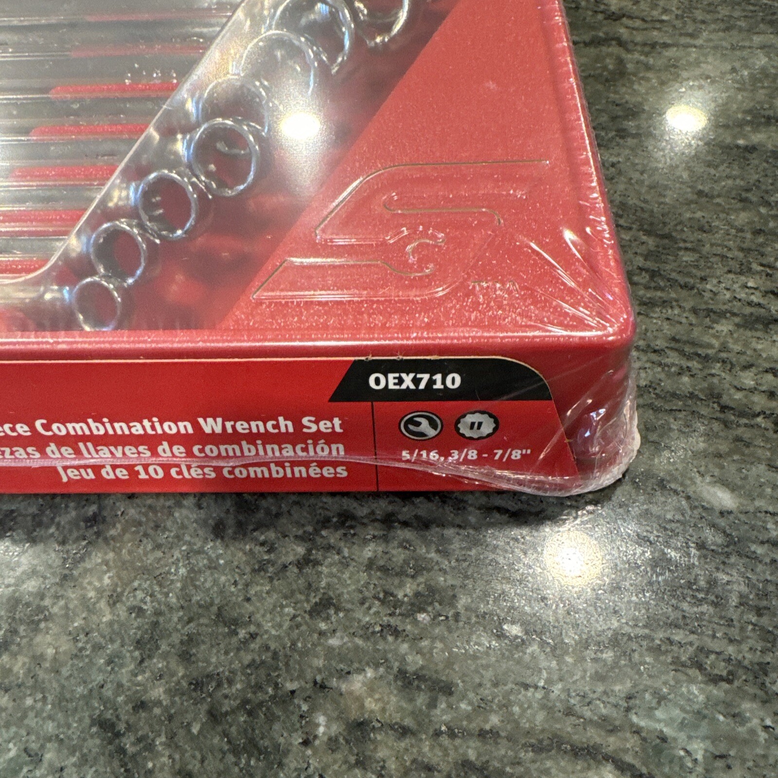 snap on oex710 10 pc sae combination wrench set 5/16-7/8” sealed