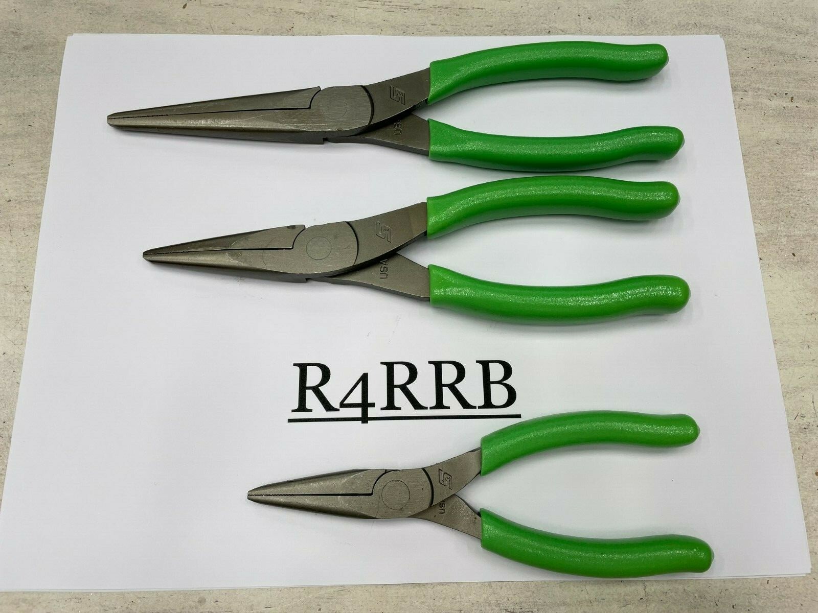 Snap-On Tools USA NEW 3 Piece GREEN Soft Grip Needle Nose Pliers Lot Set