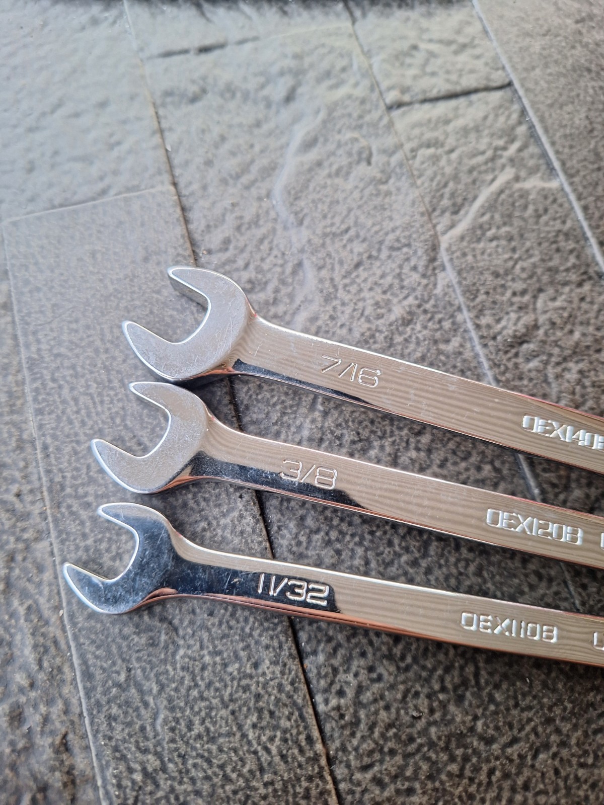 Snap On 3 Piece Lot Of Combination Wrenches OEX120 110 140 7/16 3/8 11/32 USA