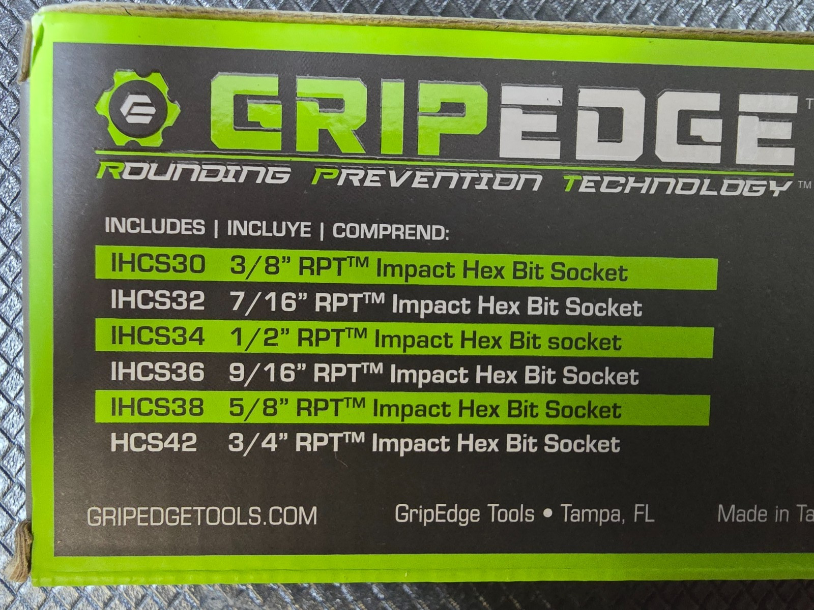 GRIPEDGE RPT Impact Hex Driver Set – 6-Pc 1/2’’ Drive Short SAE IHCS6S GRIP EDGE