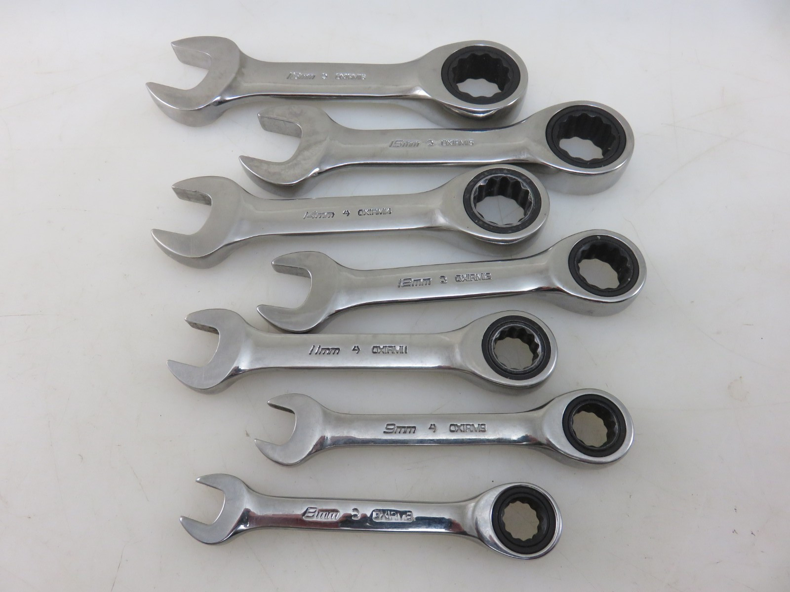 Snap-On METRIC OXIRM Stubby Ratcheting Combination Wrench 7pc Set