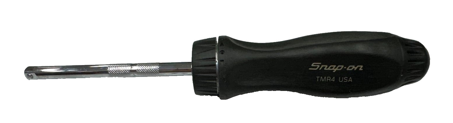 NEW Snap-on 1/4″ Drive Ratcheting Screwdriver ~ TMR4 *BLACK HARD HANDLE* NIB!