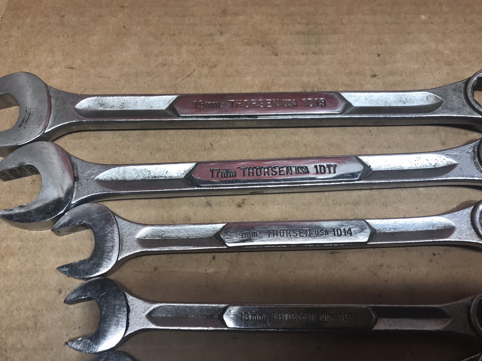 5 pc Vintage Thorsen Combination Metric Wrenches 19mm 17mm 14mm 13mm 12mm USA