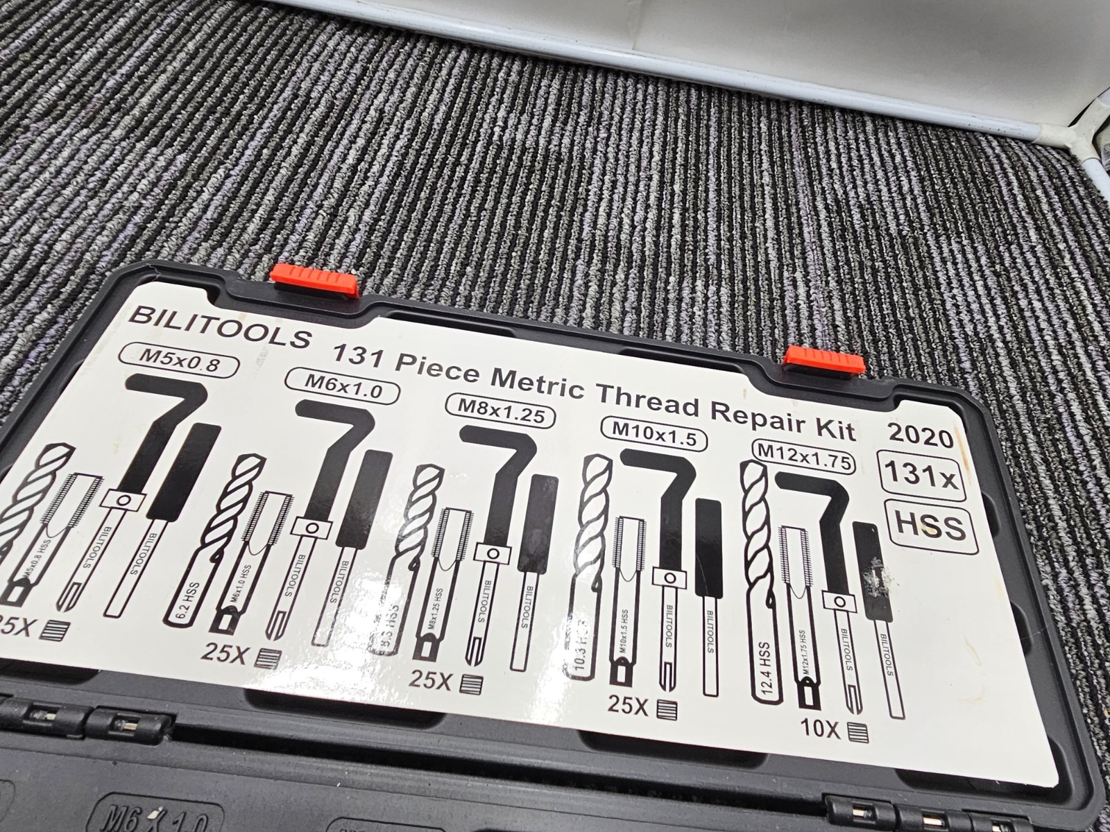 BILITOOLS 131-Piece Thread Repair Tools, M5-M12, HSS Drill Helicoil Repair Tools