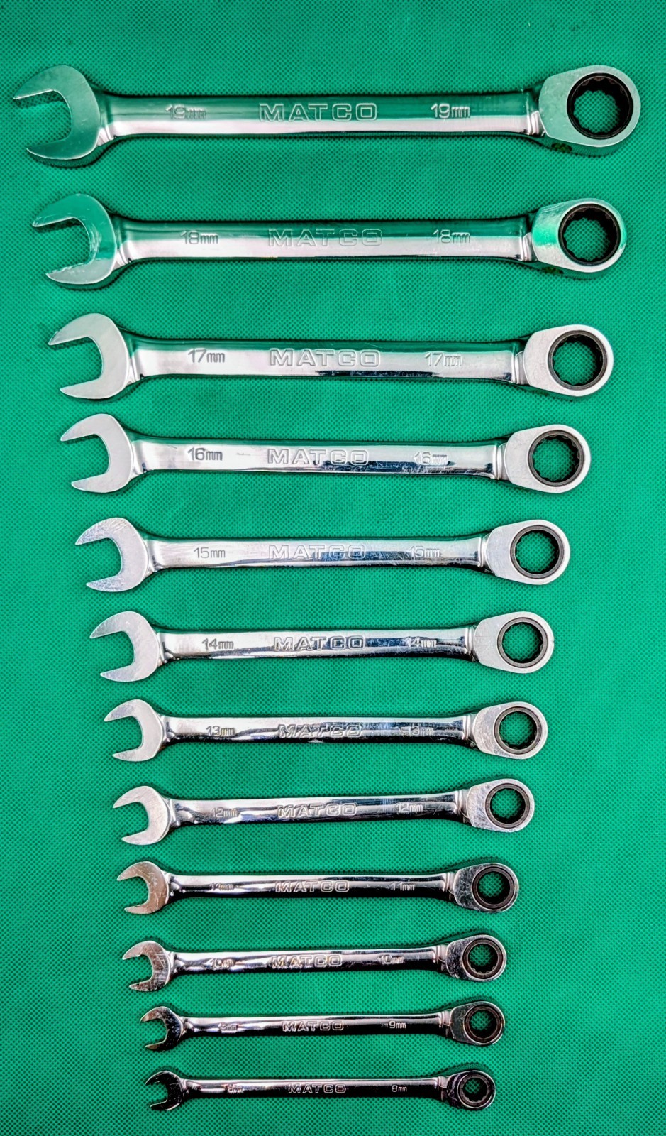 MATCO TOOLS – 12 pc 72-Tooth Metric Combination Ratcheting Wrench Set S7GRFM12