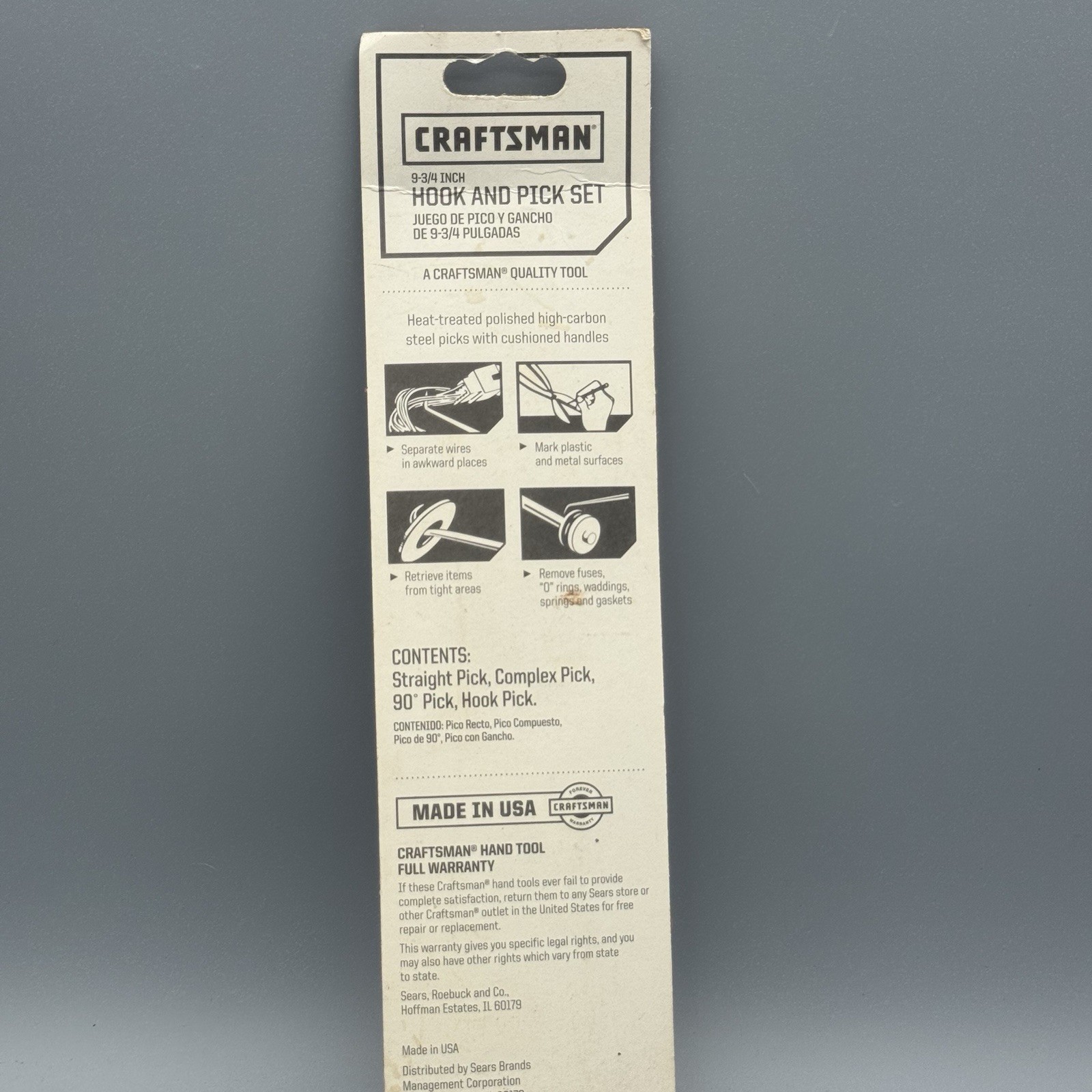 NEW Craftsman Hook & Pick Set With Cushion Grip Handles USA 4 pc # 47090
