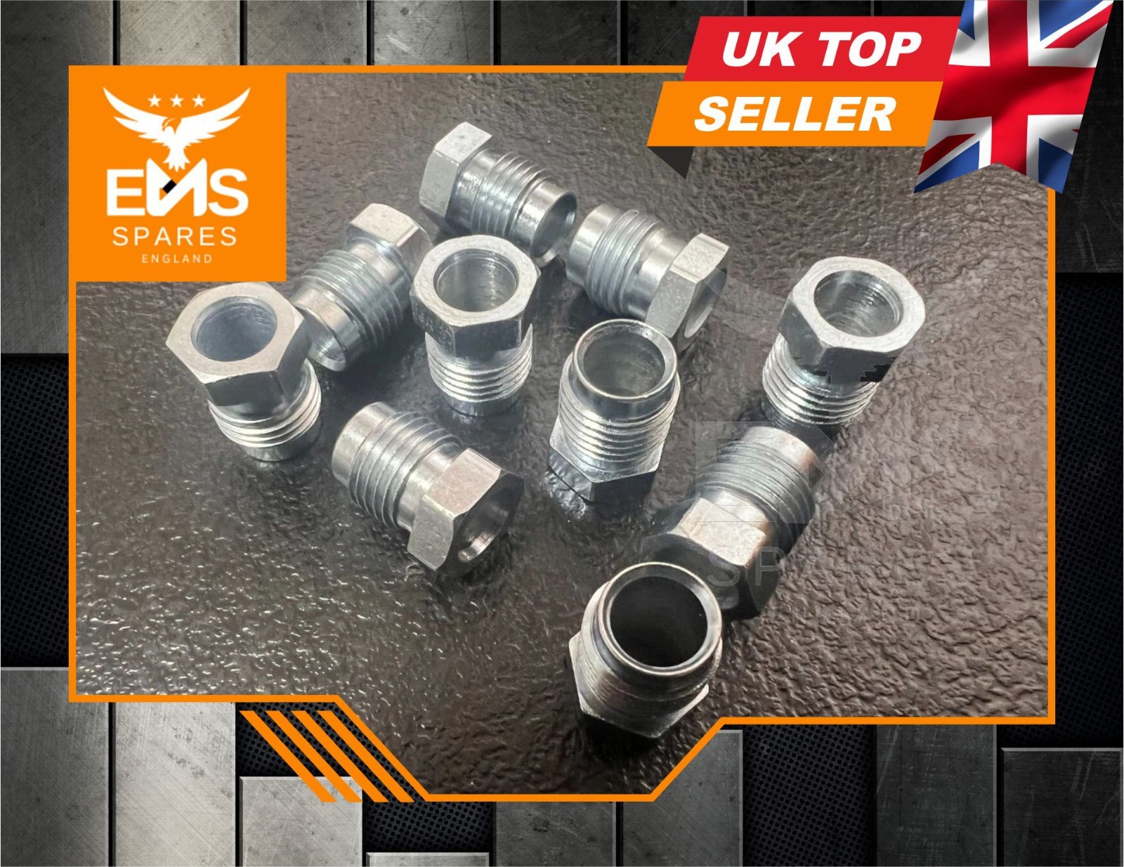 Brake Pipe Male Union Fittings 1/2″ x 20 UNF for 5/16″ Pipe Thread Steel – 10x
