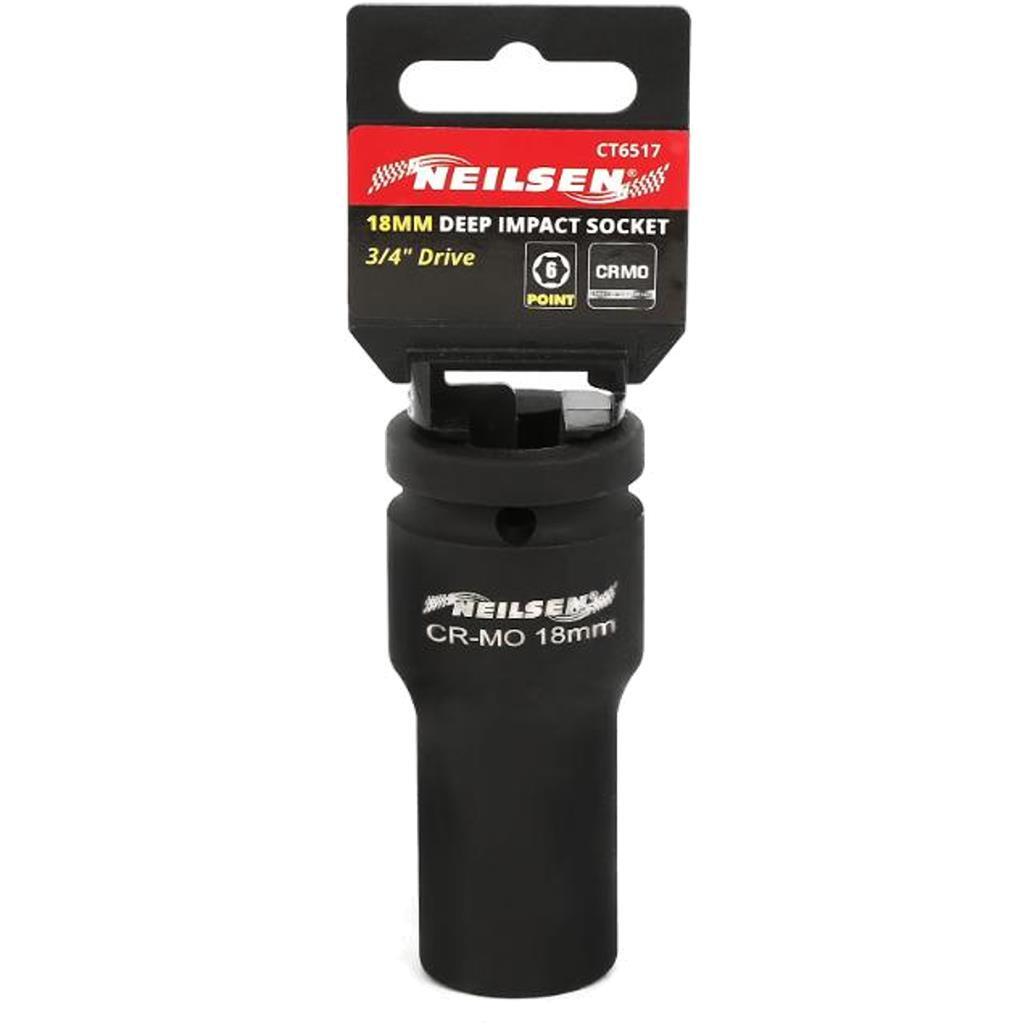 Neilsen 3/4″ Drive Standard Deep Square Metric Single Impact Socket 18mm
