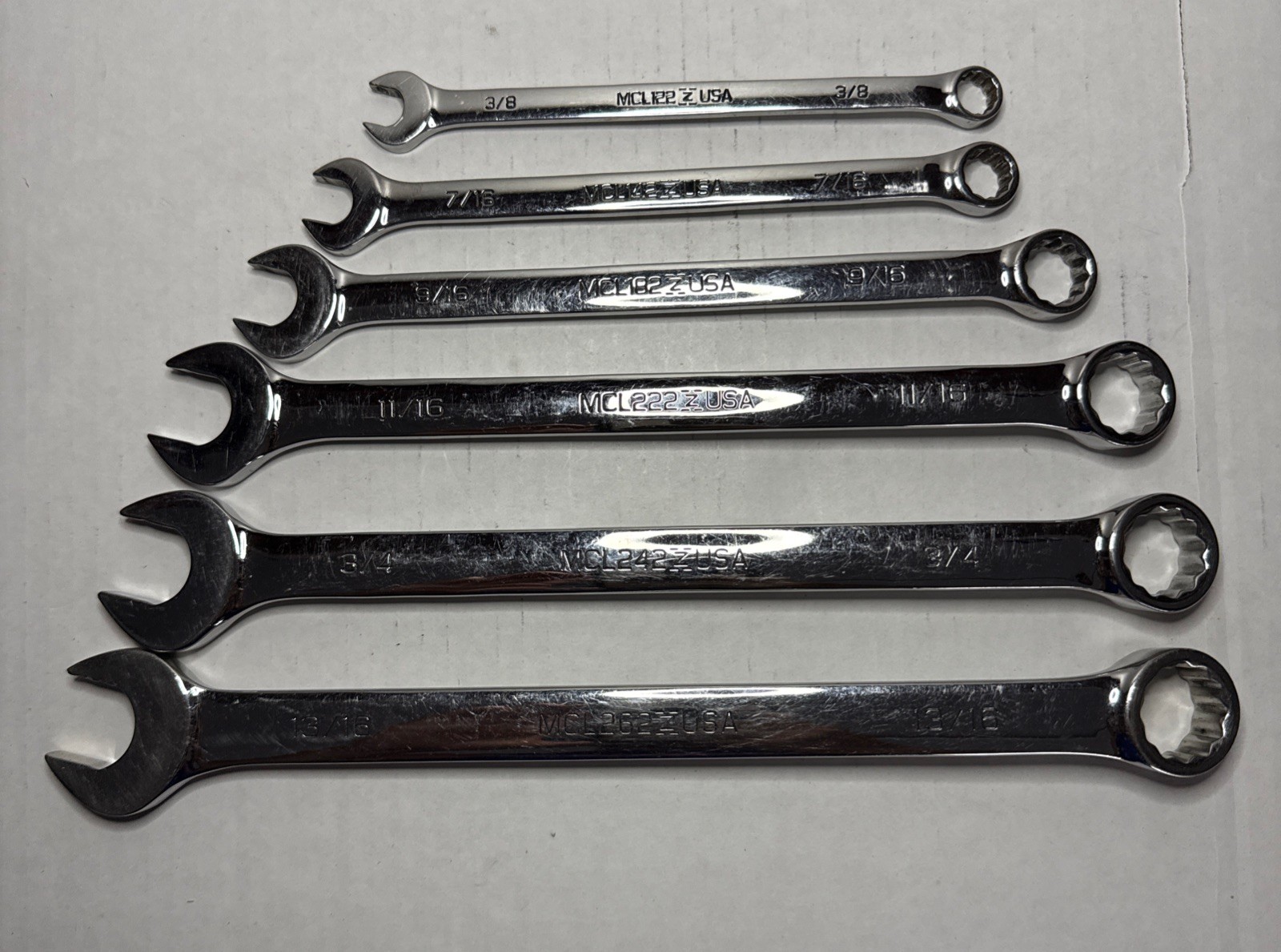 Matco 6pc SAE Combination Wrench Set MCL122 MCL142 MCL182 MCL222 MCL242 MCL262