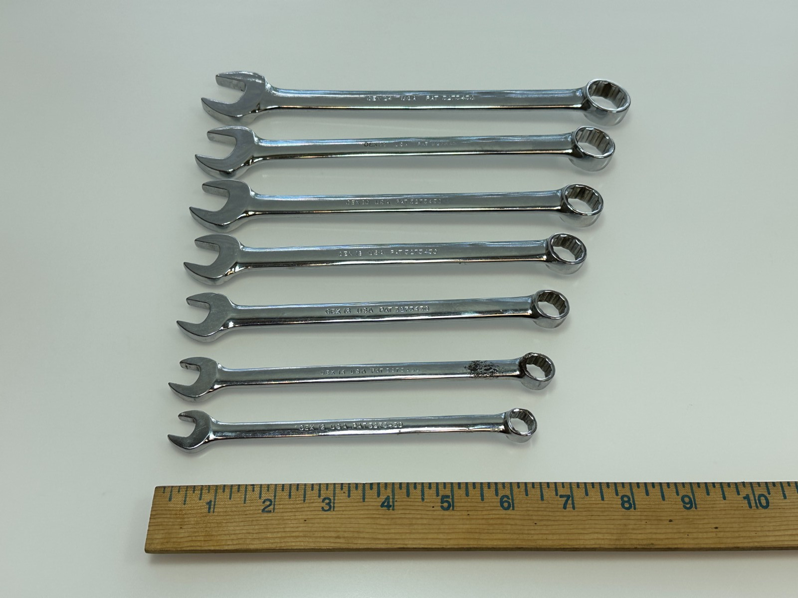 🇺🇸 Snap On Tools USA 7pc 12-Point SAE Combination Wrench Set (3/8–3/4″) OEX707