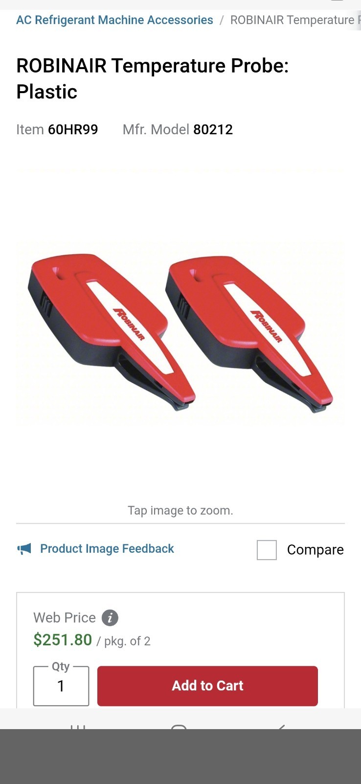 Robinair 80212 Bluetooth Temperature Probe for use AC Machines – 2 Pack