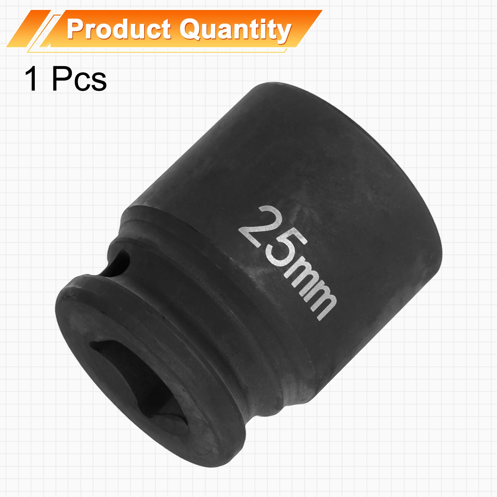 6 Point Impact Socket 25mm Socket 1/2″ Drive 1.65″ Long Cr-Mo Steel Phosphated