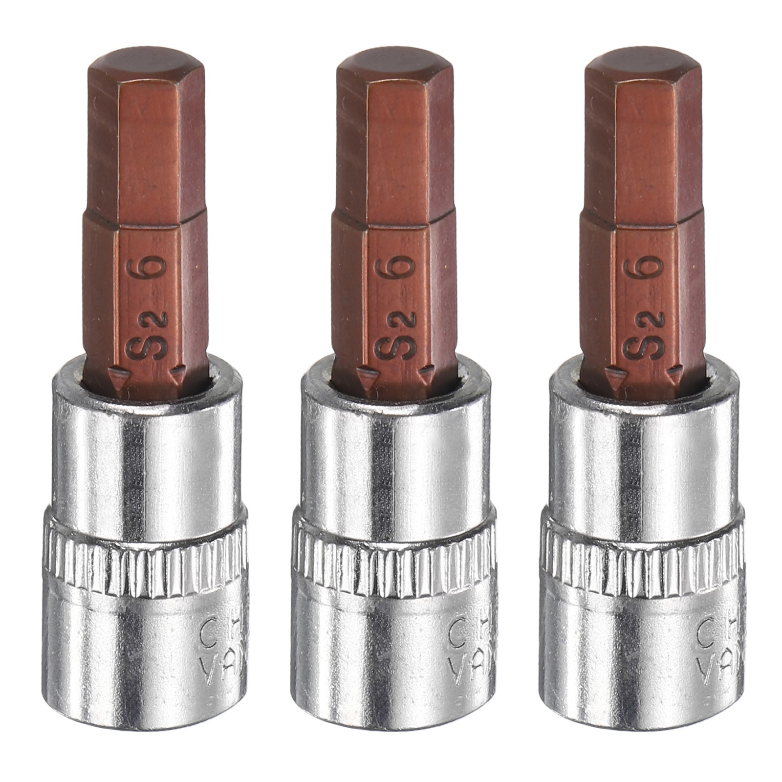 3pcs H6 Hex Bit Socket 1/4″ Square Drive Metric Extension Impact Bit Red