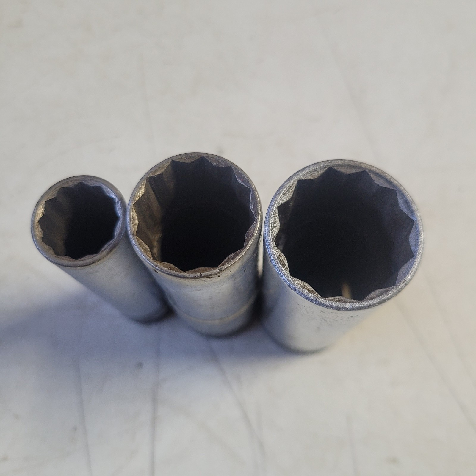 Vintage S-K Tools 1/2″ Drive Deep Sockets 12 pt 40820 5/8″ 40828 7/8″ 40832 1″
