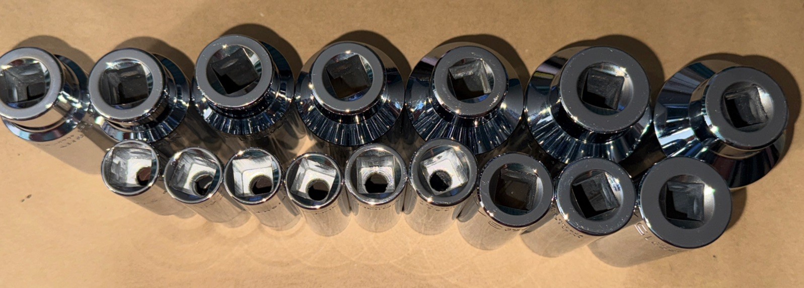 NOS VINTAGE WRIGHT TOOL 1/2” Dr SAE DEEP 16pc SOCKET SET 3/8” To 1-1/2” No 7/8”