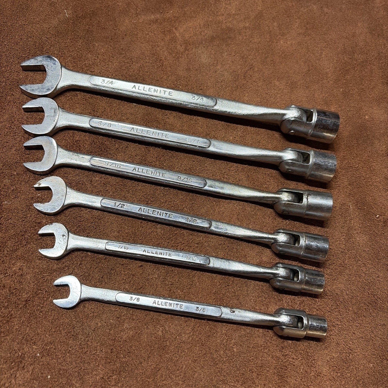 Allenite 3/8″ to 3/4″ SAE 12 PT Saltus Flex Combo Wrench Socket Set Rare Japan