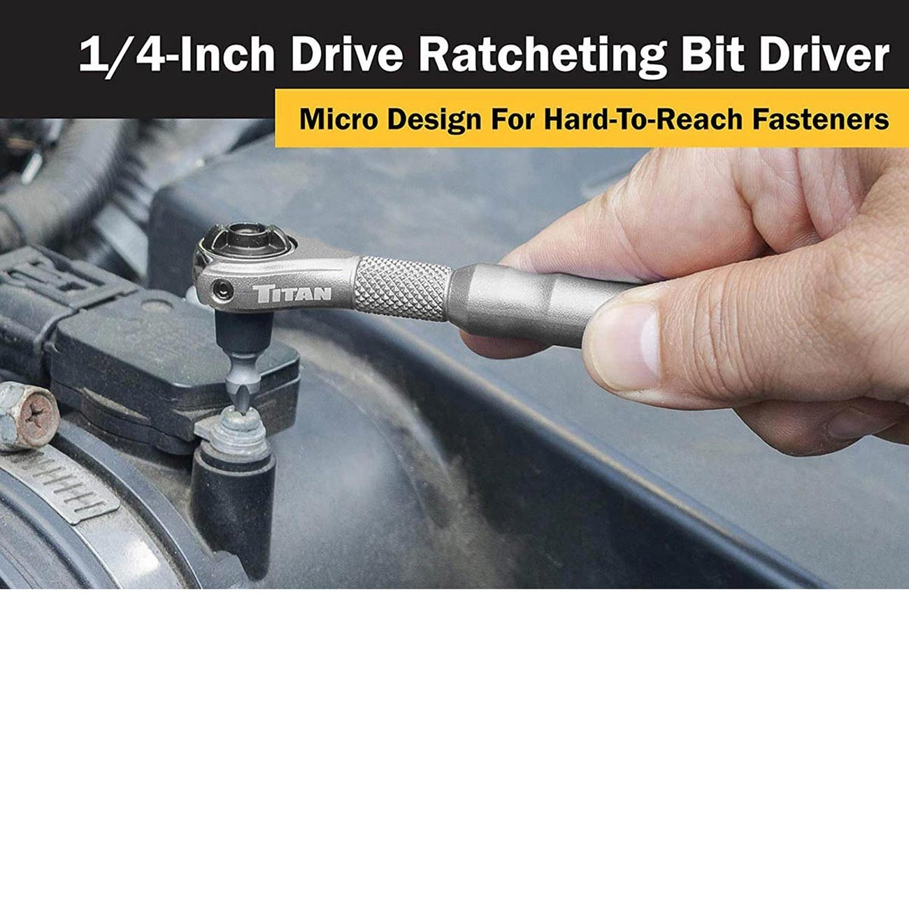 Titan 1/4″ Drive Aluminum Swivel Head Micro Ratchet Bit Driver w/PH1 & PH2 Bits