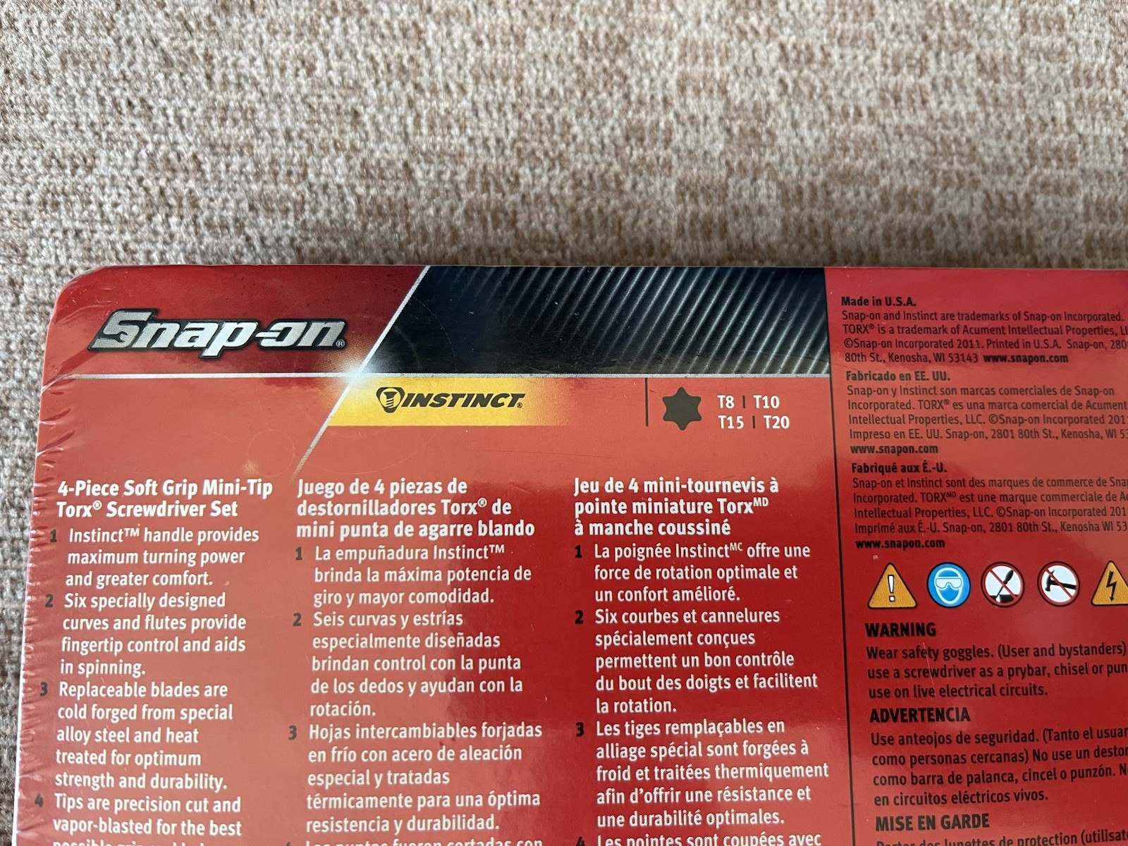New snap On Torx Screwdriver Set Mini Tip In Classic Red With Tool Tidy Tray