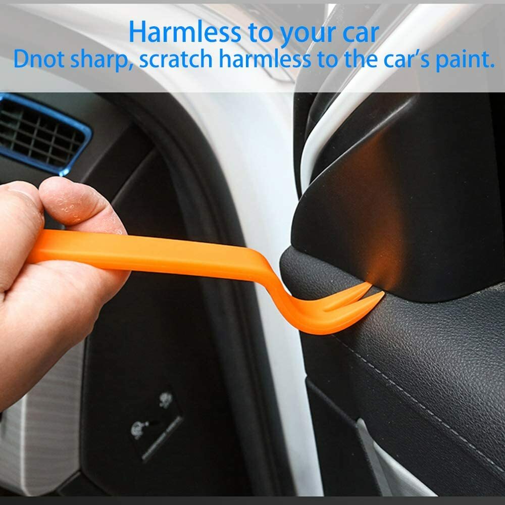 Orange Car Door Trim Removal Tool Pry Panel Dash Radio Body Clip Installer Set