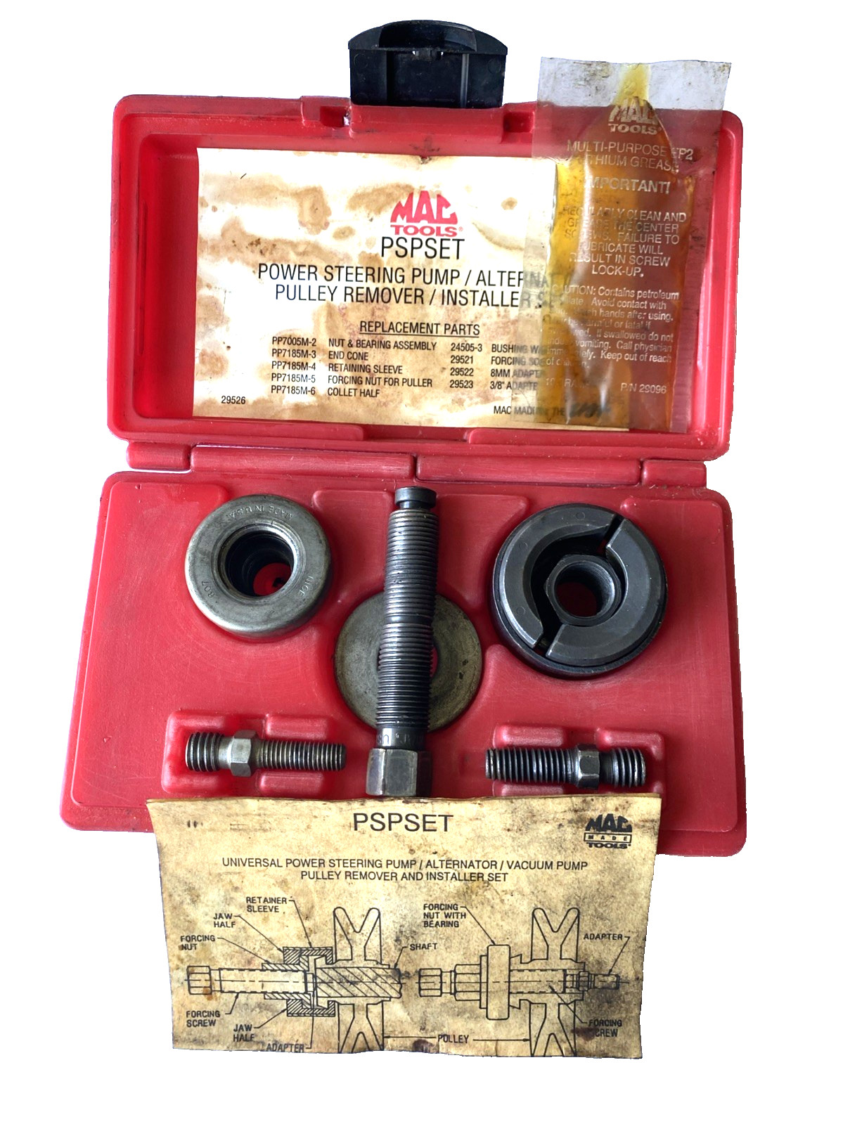 Mac Tools PSPSET Power Steering Pump & Alternator Pulley Remover Installer USA