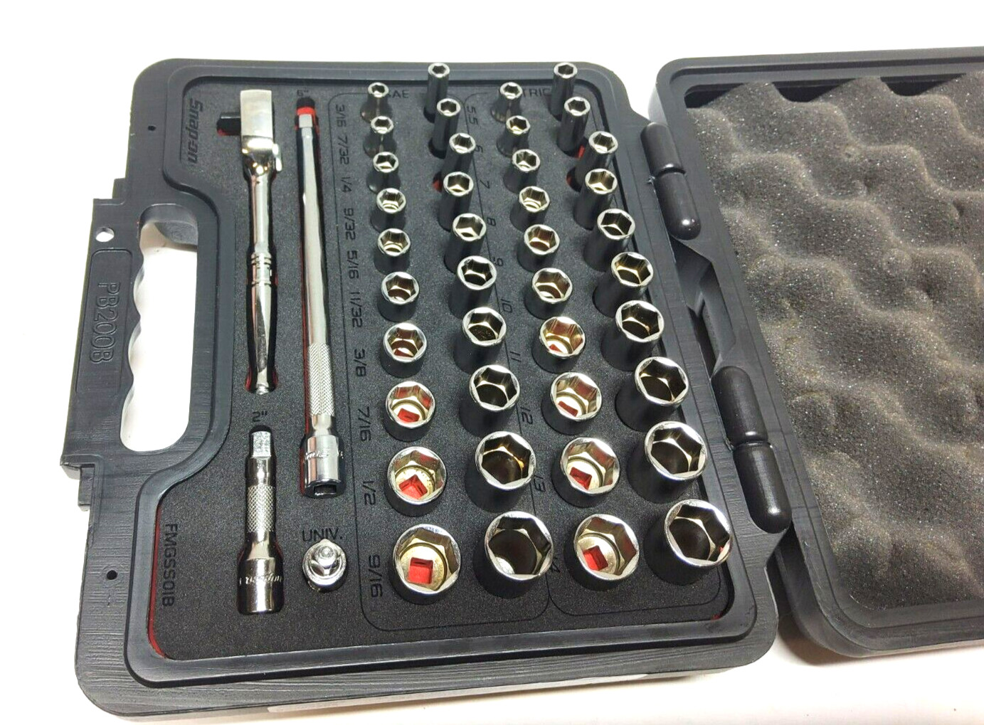 New Snap-on™ 1/4″ drive 44-pc 144TMPBFR 6-pt METRIC SAE General Service Foam Set