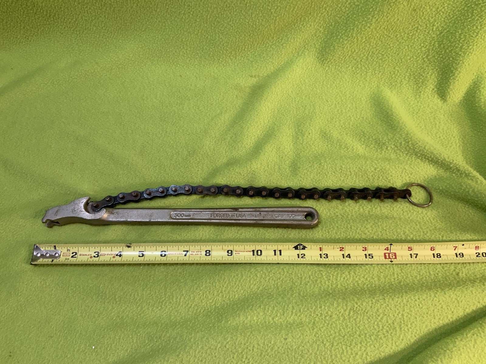 Vintage Craftsman Chain Wrench 55713 Stamped as 12”/300ml 4″ Cap WF USA