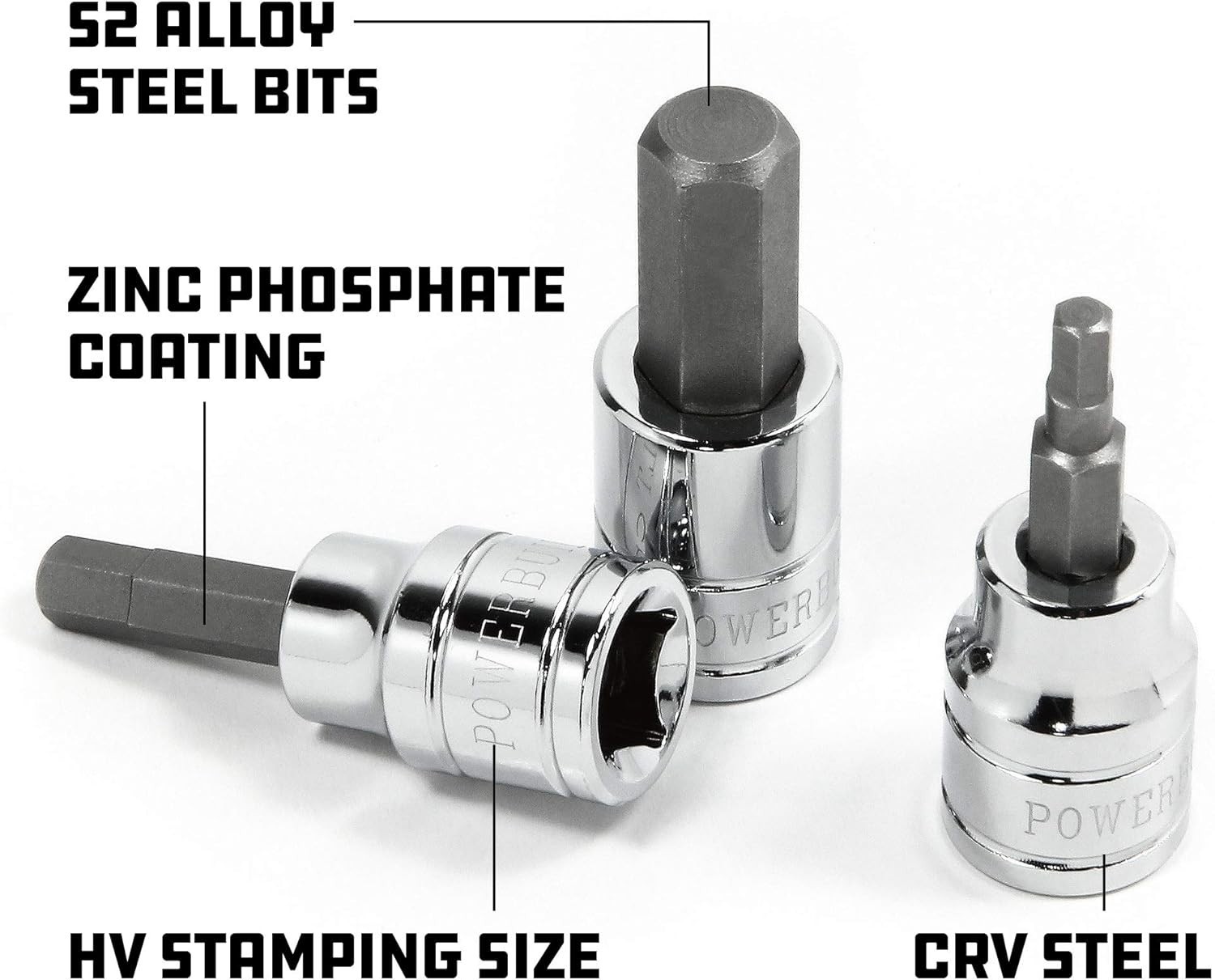 7 Piece 3/8 Inch Drive SAE Hex Bit Socket Set, Sizes 1/8″-3/8″, S2 Bits and C…
