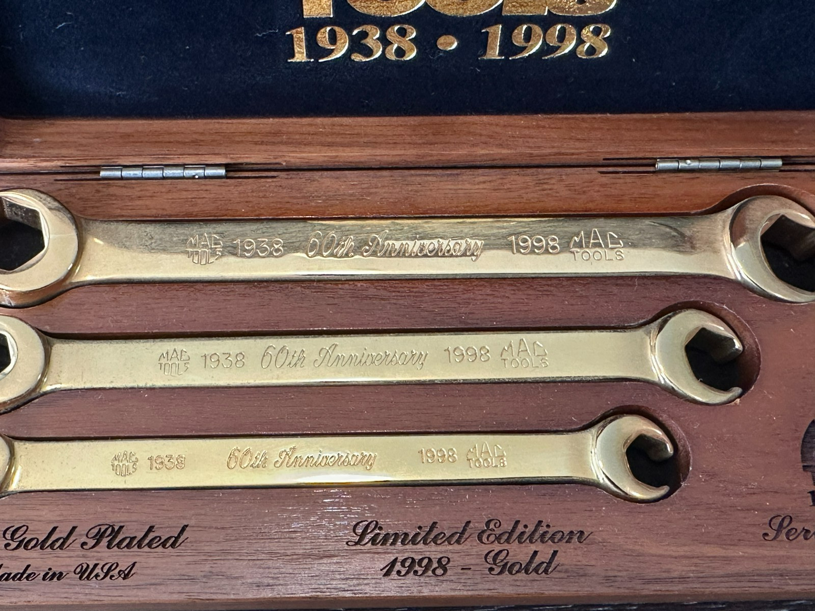 Mac Tools 1998 Limited Edition 24k Gold Plated Hexagonal Flare Nut Wrench Set