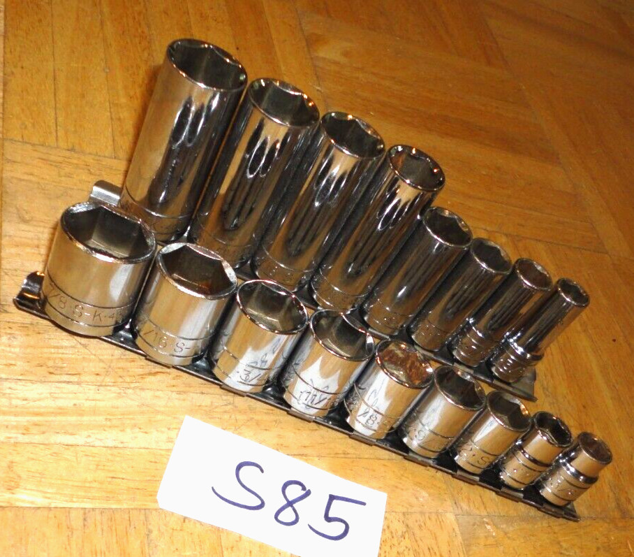 S-K TOOLS 17 PIECE 3/8 DRIVE SHORT & DEEP SAE. SOCKET SETS