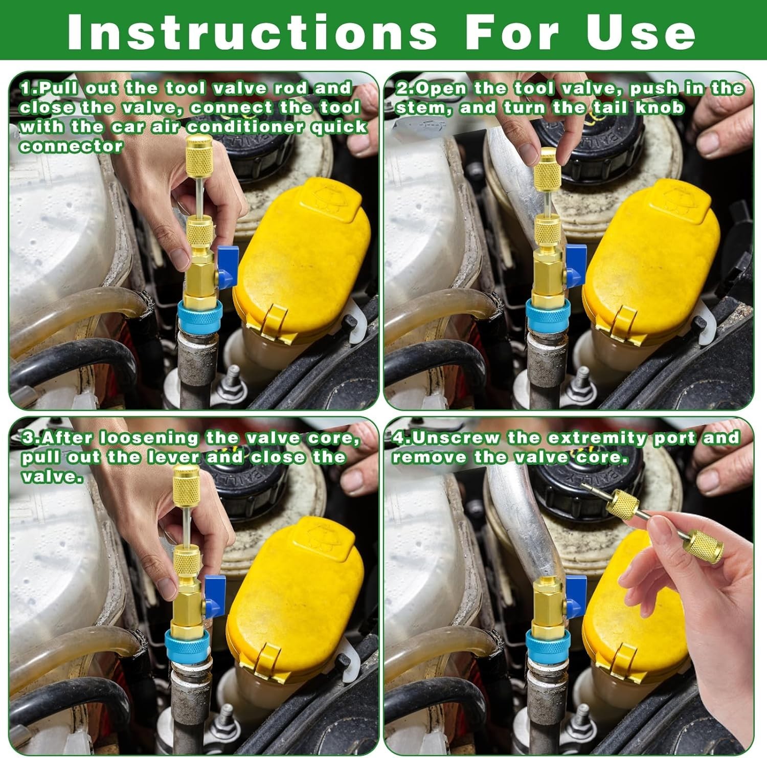 31Pcs R134A AC Valve Core Removal Tool Set, Quick Installer for High/Low Pressur