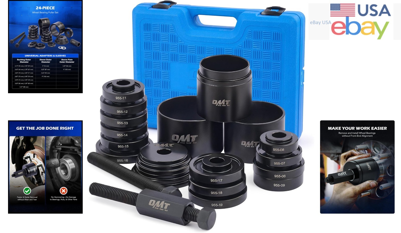 24-Piece Wheel Bearing Press Kit for Easy Removal & Installation of Bearings