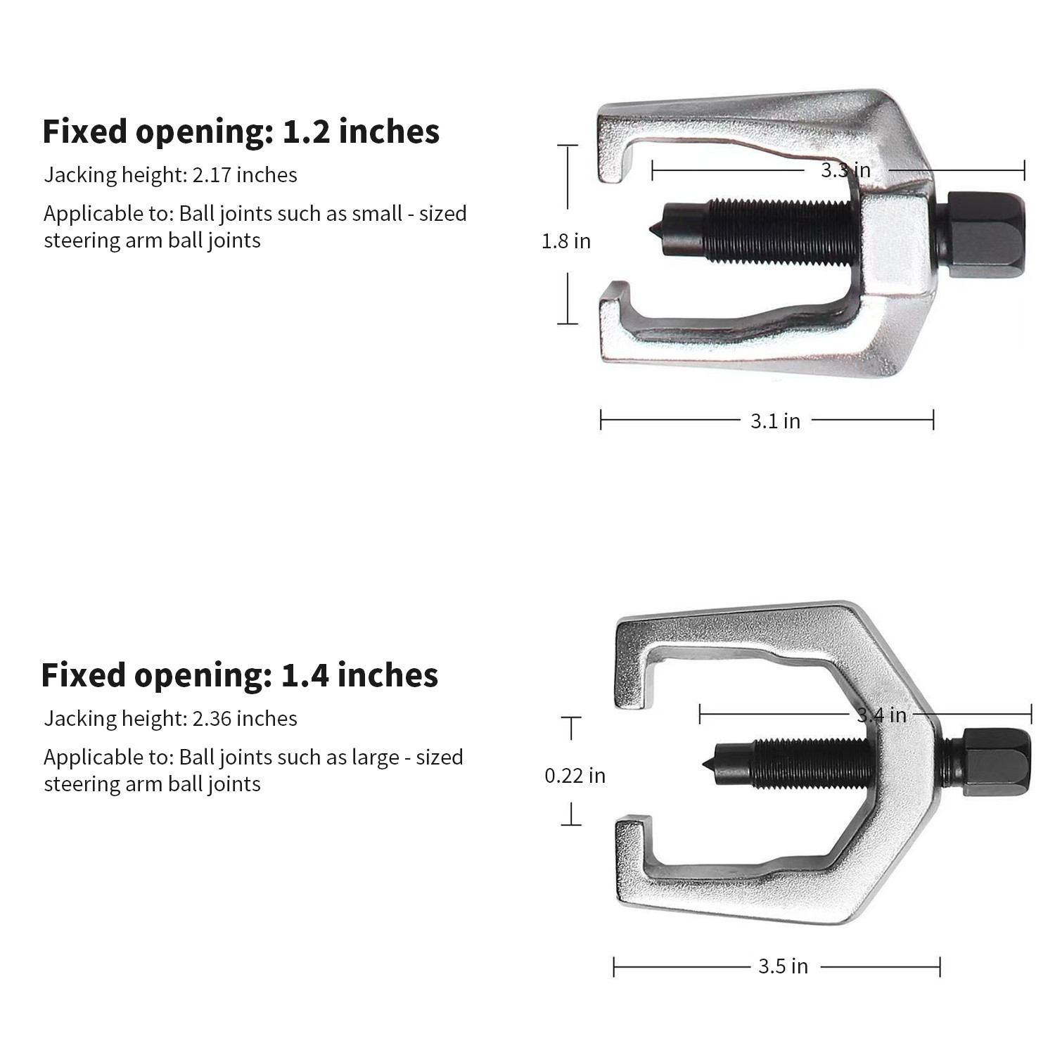 5 PCS Pitman Arm Puller Ball Joint Separator Tie Rod Front End Service Tool Set