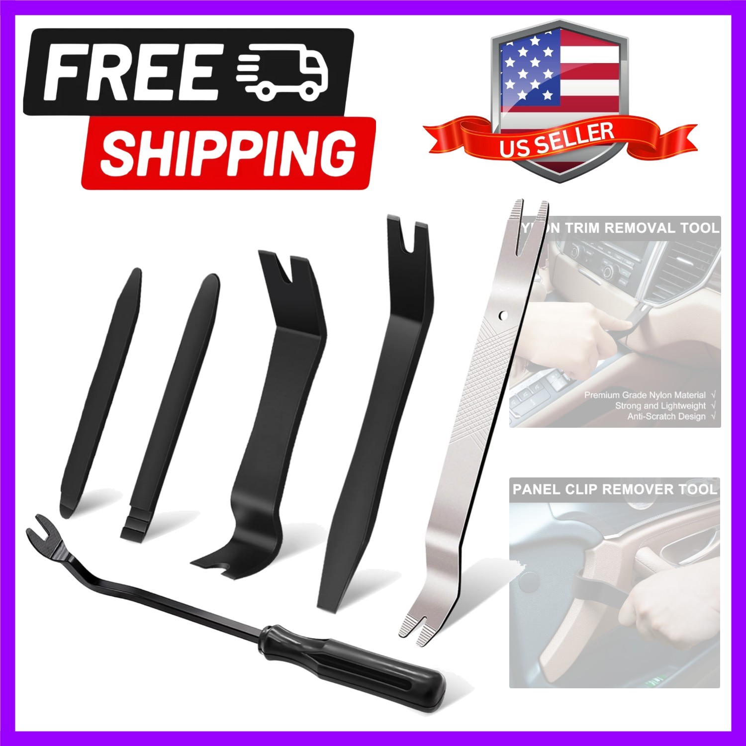 6 PCS Trim Removal Tool Kit, Plastic Pry Tool Door Clip Panel Removal Tool Se…
