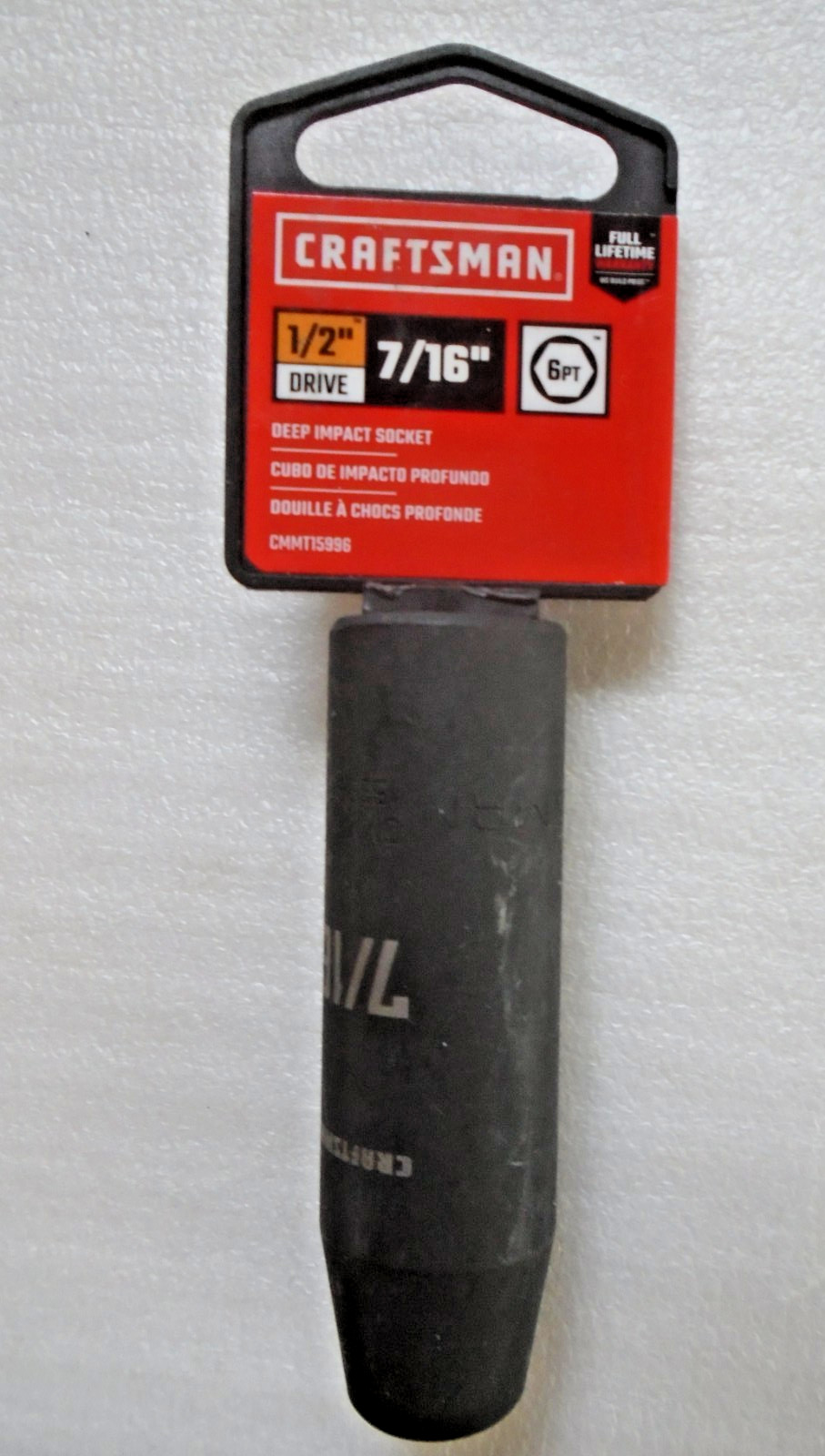 Craftsman 7/16″in x 1/2″in Drive 6 Point, Deep Impact Socket, (CMMT15996) New