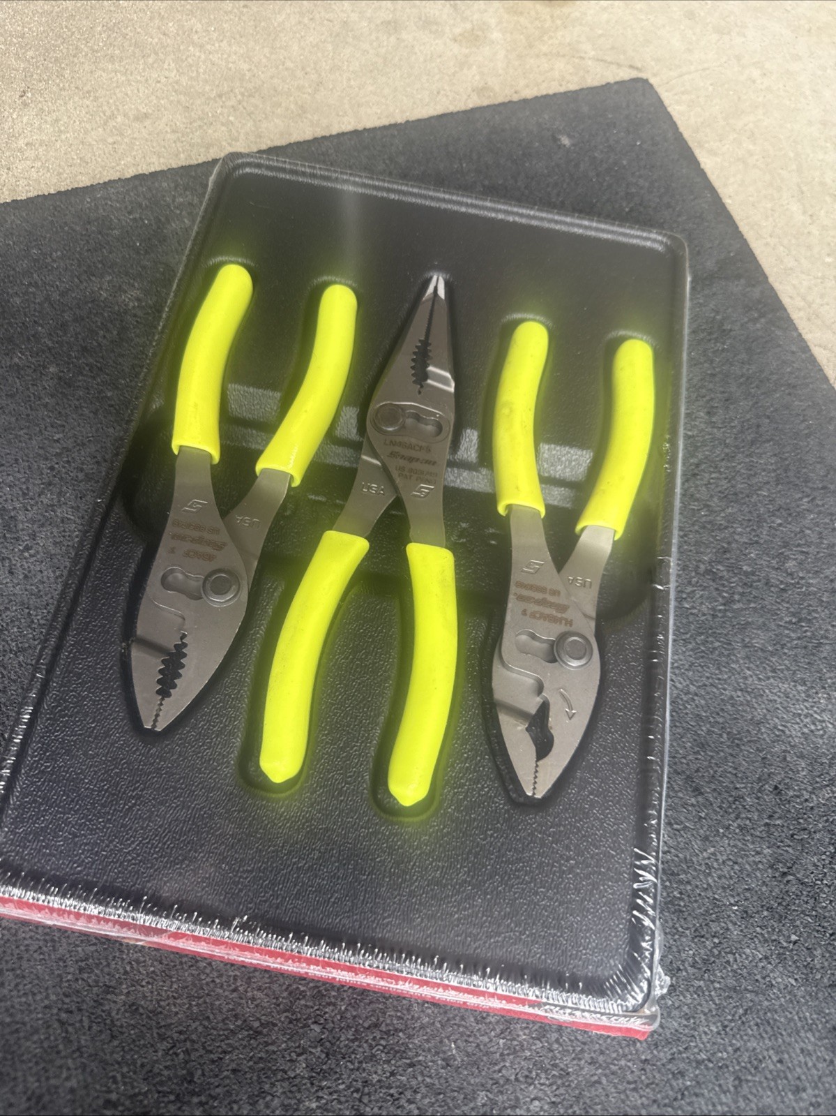 ForSNAP ON TOOLS USA HI-VIZ 3pc Soft Grip Slip Joint Pliers Lot Set PL346ACF HV