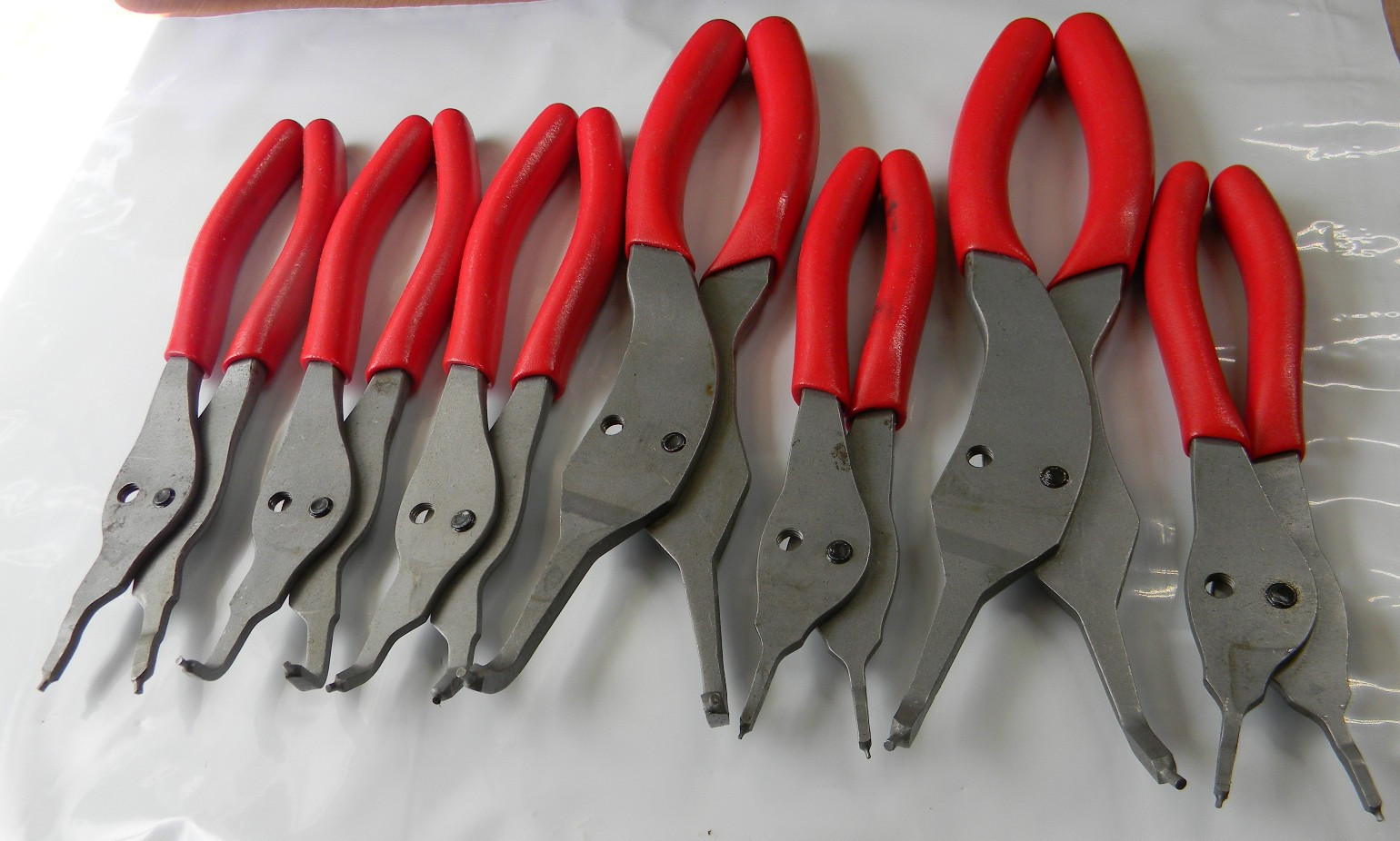 SNAP-ON 7PC RED VINYL GRIP SNAP RING PLIER SET #SRPC107 MADE IN THE USA
