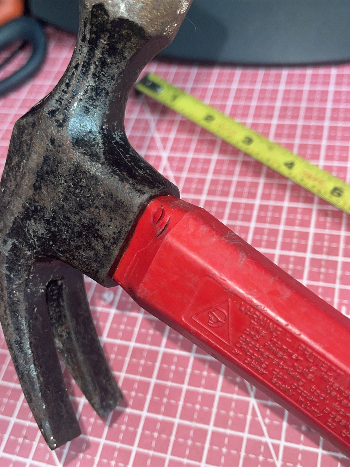 Vintage Stanley USA 13 In Red Fiberglass Handle Claw Hammer 1.9 Lb USA 🇺🇸 13”