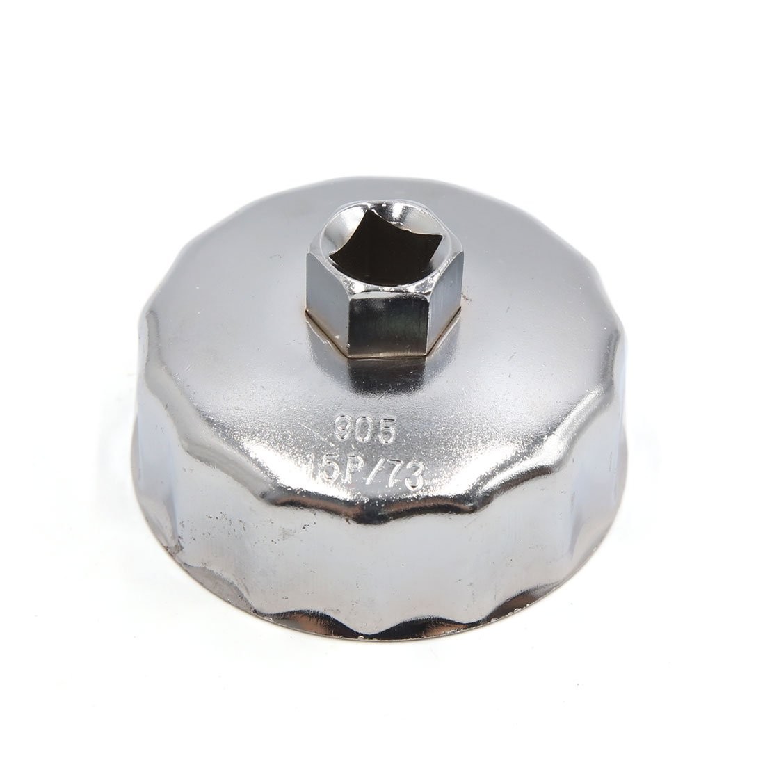 uxcell 13mm Square Socket 15 Flutes 73mm Inside Diameter Cap-Type Silver Tone