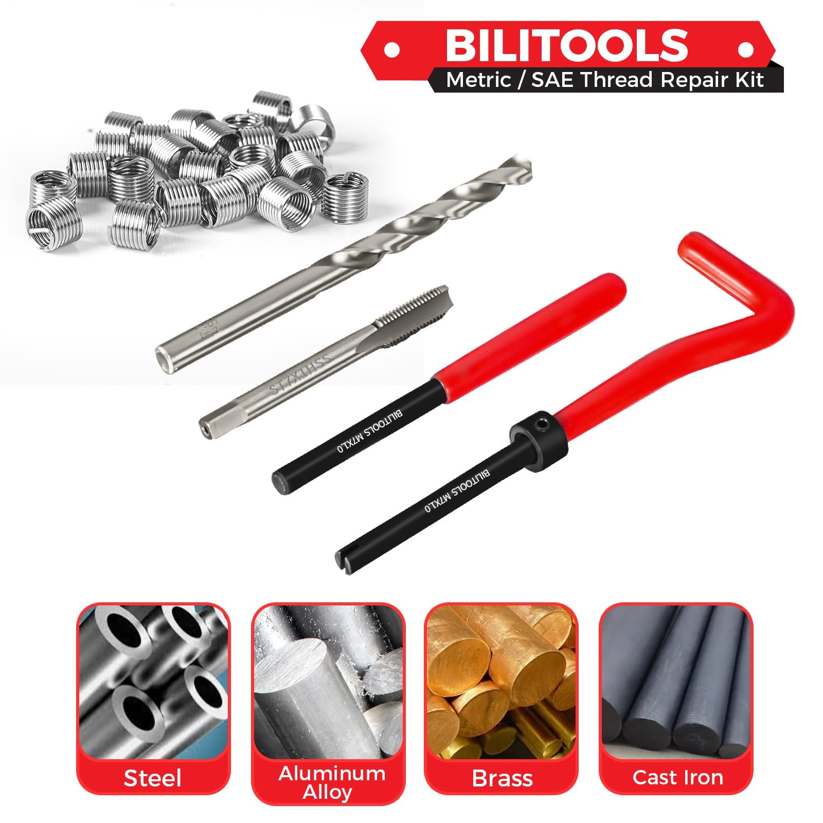 M7x1.0 Helicoil Thread Repair Kit Metric HSS Drill Heli Coil Rethread Tools