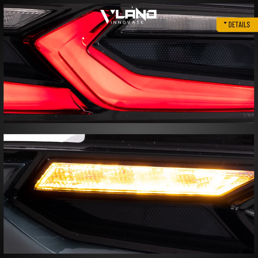 Pair VLAND FULL LED Tail Lights For Chevy Camaro 2016-2018 DRL Smoked Sequentail