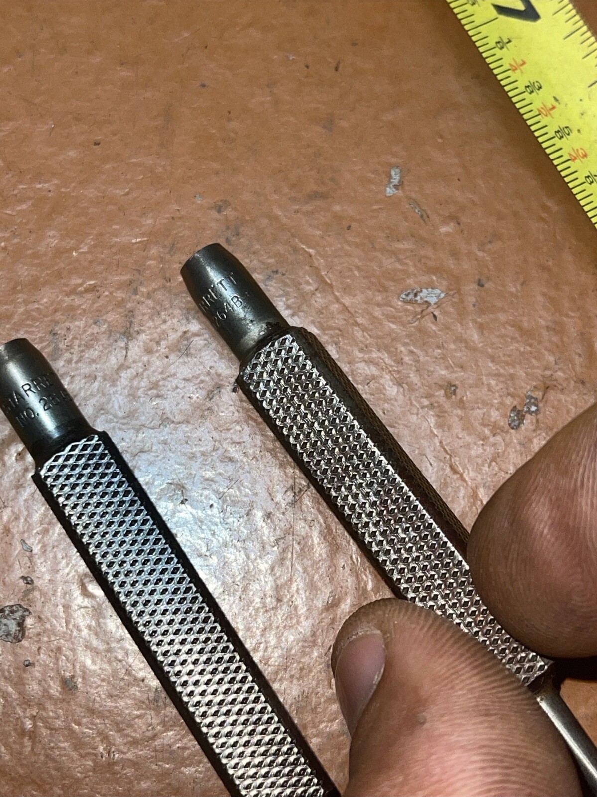 Vintage Starrett USA 264B Short Stubby Center Punch Set Knurled Grip 2 Piece