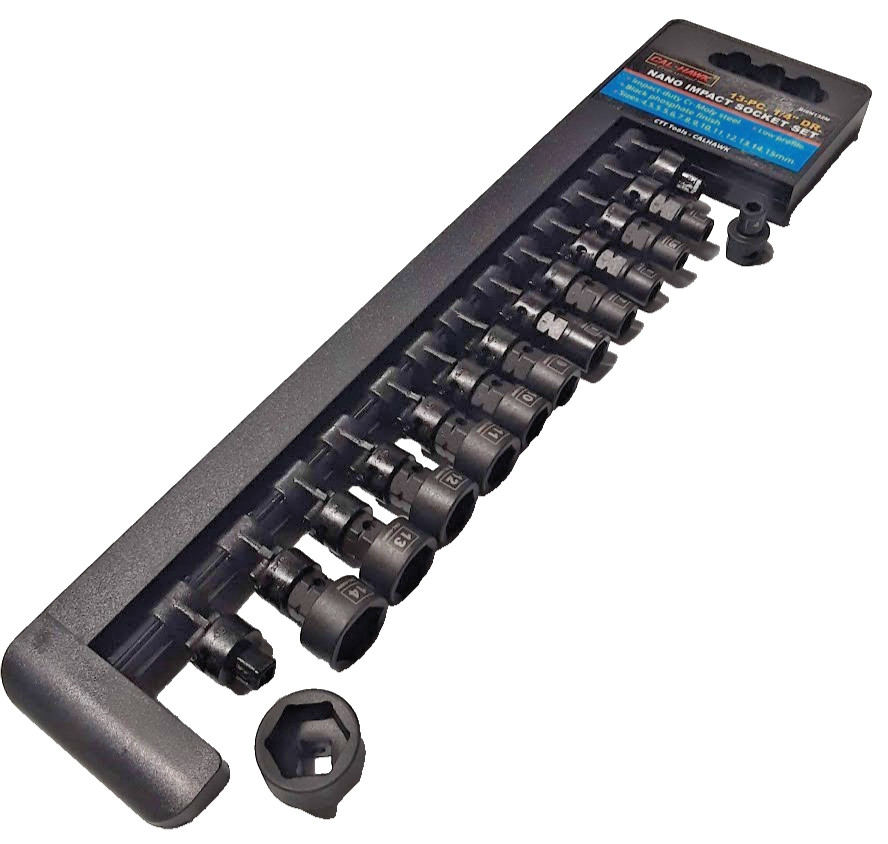 13 PC. 1/4″ Drive Nano OR low profile Impact socket set METRIC