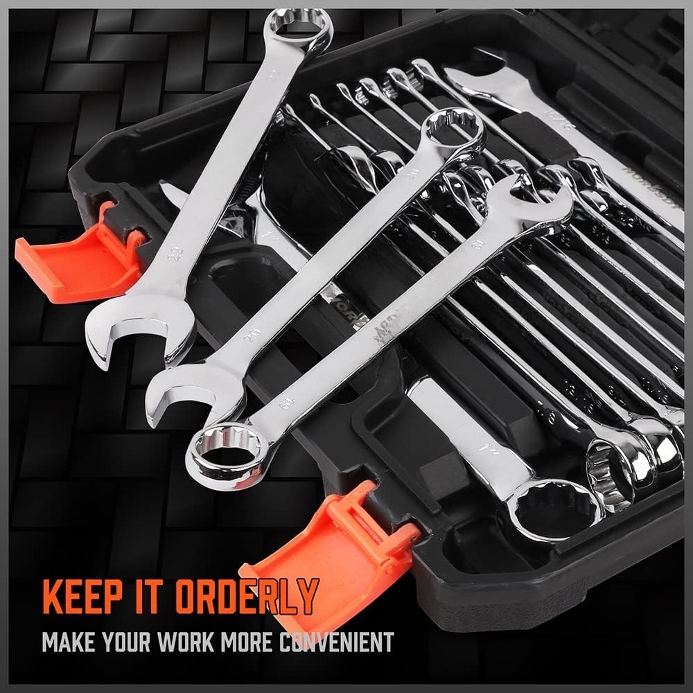 32-Piece Combination Wrench Set, SAE and Metric Sizes
