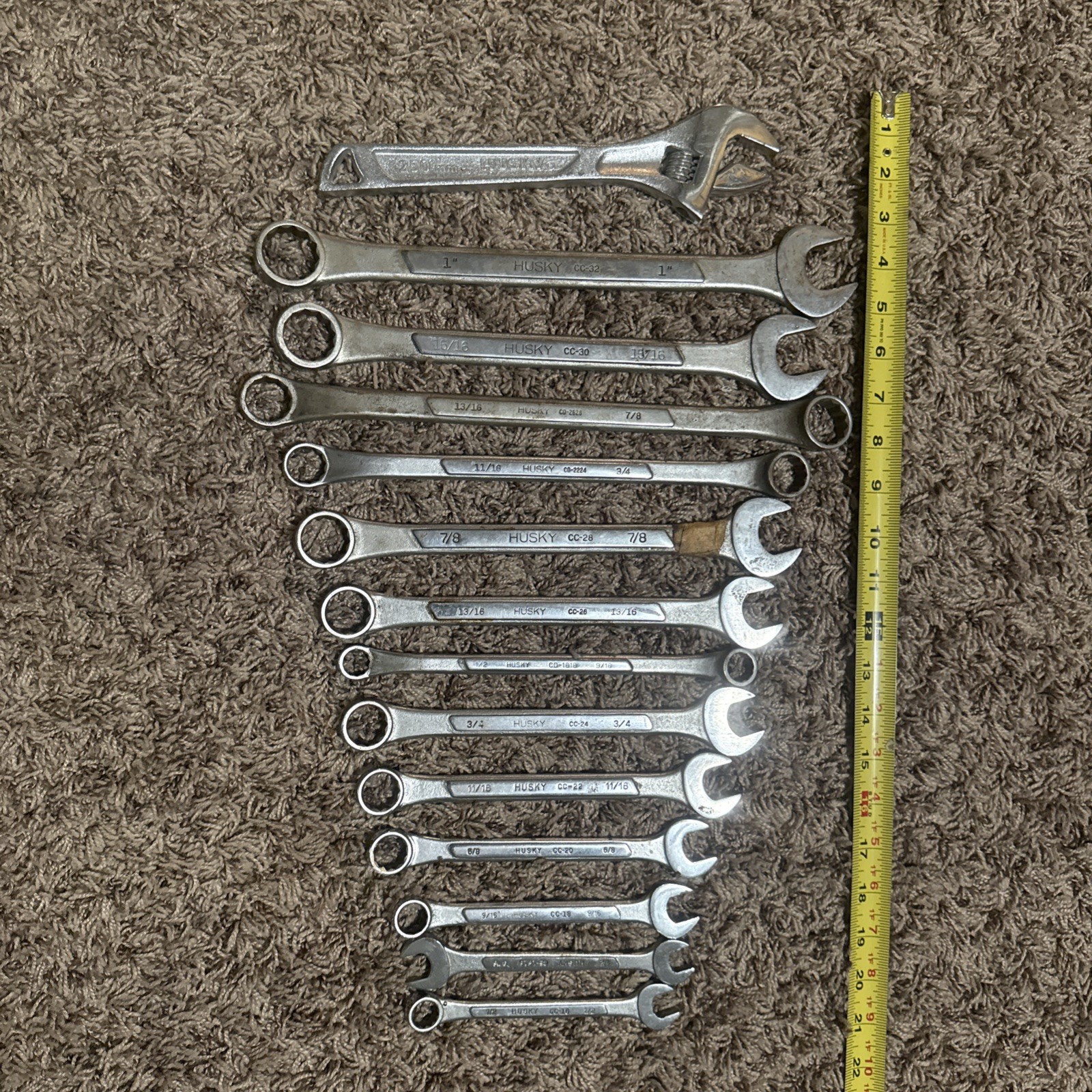 Vintage Husky Combination Wrench Set Standard. alloy Steel